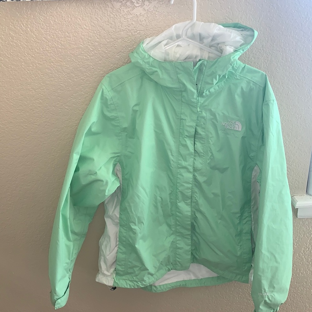 Green rain jacket!